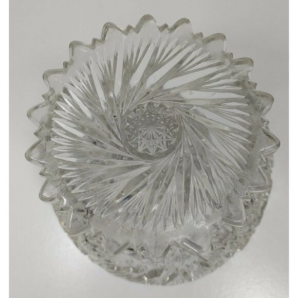 Vintage Imperial EAPG Compote Nuncut Swirl Tooth Edge Whirling Star Glass Dish - Picture 6 of 12